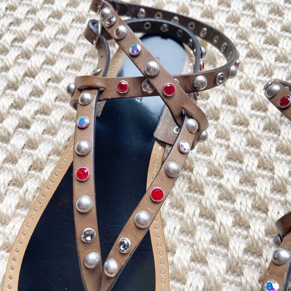 Isabel Marant Audrio Stud Multi-Strap Sandal Tan - Picture 5 of 10